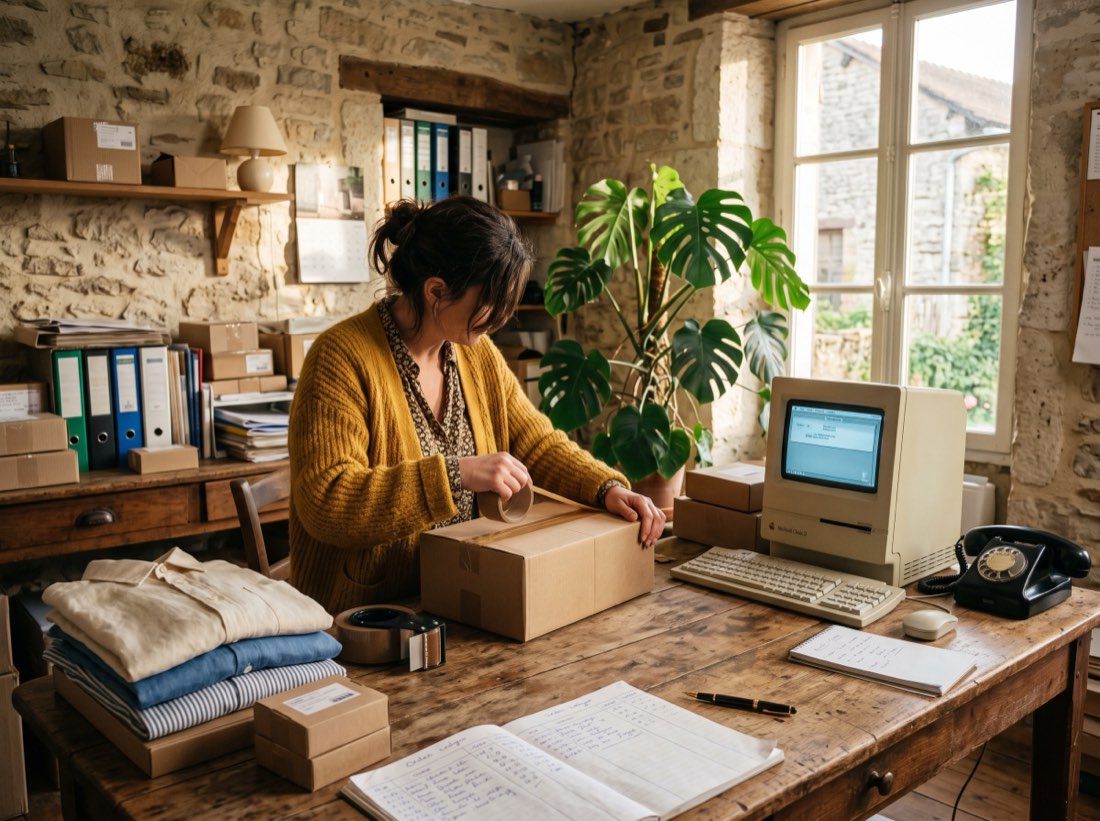 Arrière-boutique d'un e-commerçant, années 90